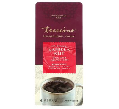 Teeccino, травяной кофе из цикория, средней прожарки, без кофеина, ваниль и орех, 312 г (11 унций)