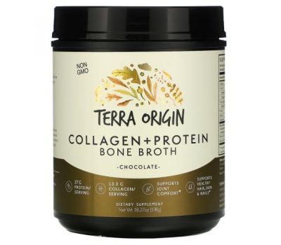 Terra Origin, Collagen +Protein Bone Broth, Chocolate, 18.27 oz (518 g)