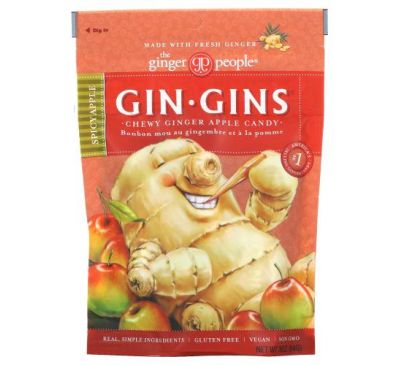 The Ginger People, Gin·Gins, Chewy Ginger Candy, Spicy Apple, 3 oz (84 g)