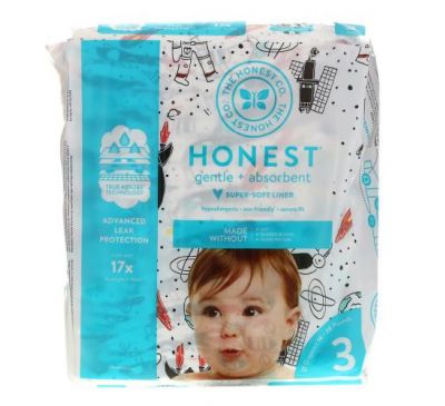 The Honest Company, Honest Diapers, размер 3, 16–28 фунтов, Space Travel, 27 подгузников