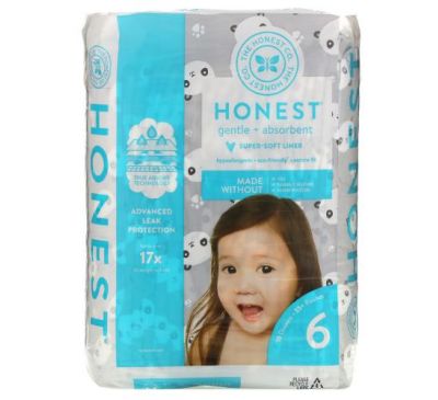 The Honest Company, Honest Diapers, Size 6, 35+ Pounds, Pandas, 18 Diapers