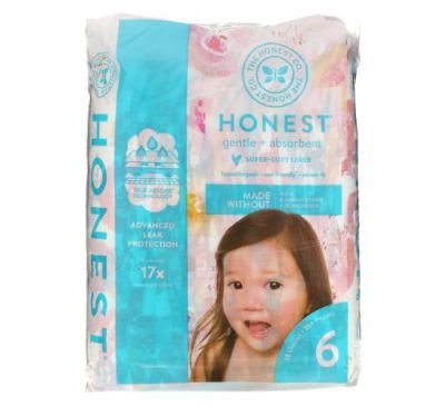 The Honest Company, Honest Diapers, Size 6, 35+ Pounds, Rose Blossom, 18 Diapers