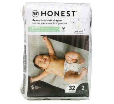The Honest Company, Підгузки Honest, розмір 2, 5–8 кг (12–18 фунтів), 32 шт.