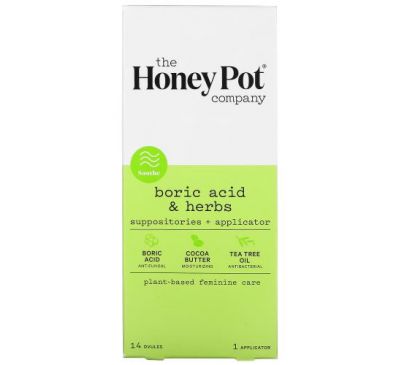 The Honey Pot Company, Boric Acid & Herbs, Suppositories + Applicator, 14 Ovules, 1 Applicator