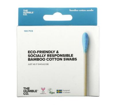The Humble Co., Bamboo Cotton Swabs, Blue, 100 Swabs