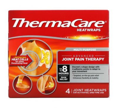 ThermaCare, Advanced Joint Pain Therapy, One-Time Use, 4 Joint Heatwraps