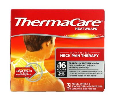 ThermaCare, покращене полегшення болю в шиї, 3 пов’язки для шиї, зап’ясть і плечей