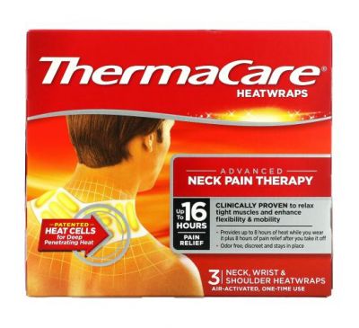 ThermaCare, покращене полегшення болю в шиї, 3 пов’язки для шиї, зап’ясть і плечей
