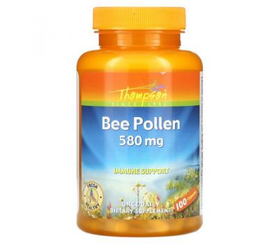 Thompson, Пчелиная пыльца, 580 мг, 100 капсул