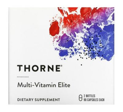 Thorne Research, Multi-Vitamin Elite, 2 Bottles, 90 Capsules Each