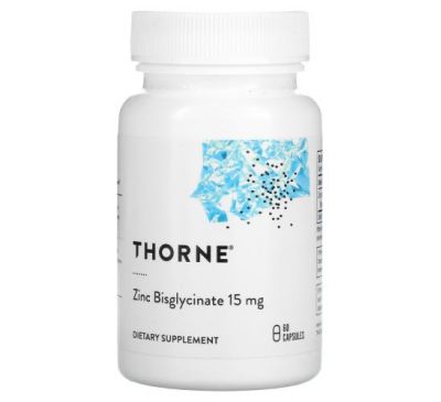 Thorne Research, бісгліцинат цинку, 15 мг, 60 капсул