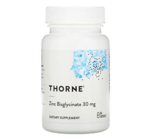 Thorne Research, бісгліцинат цинку, 30 мг, 60 капсул