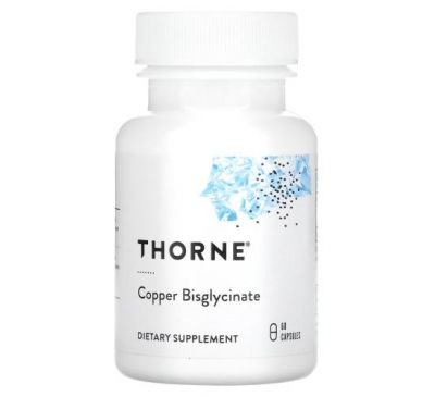 Thorne Research, бісгліцинат міді, 60 капсул