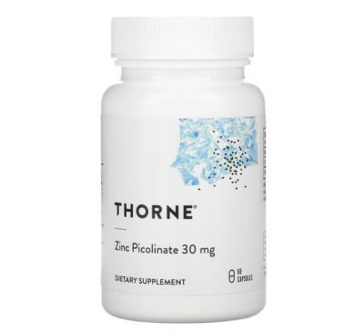 Thorne Research, піколінат цинку, 30 мг, 60 капсул