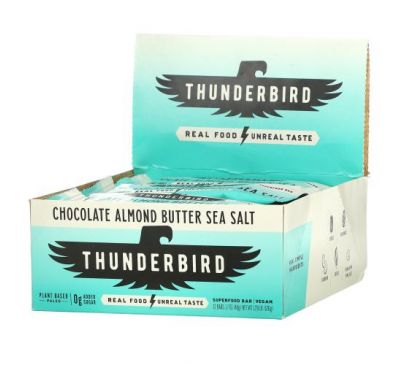 Thunderbird, Superfood  Bar, Chocolate Almond Butter Sea Salt, 12 Bars, 1.7 oz (48 g) Each