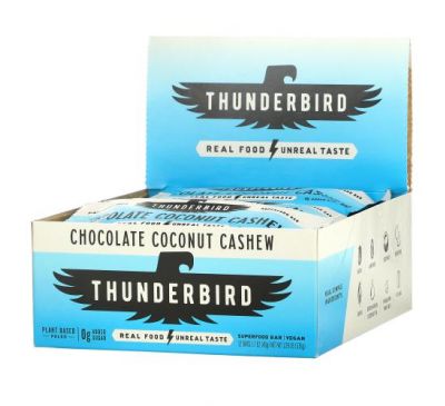 Thunderbird, Superfood Bar, шоколад, кокос и кешью, 12 батончиков, 48 г (1,7 унции)