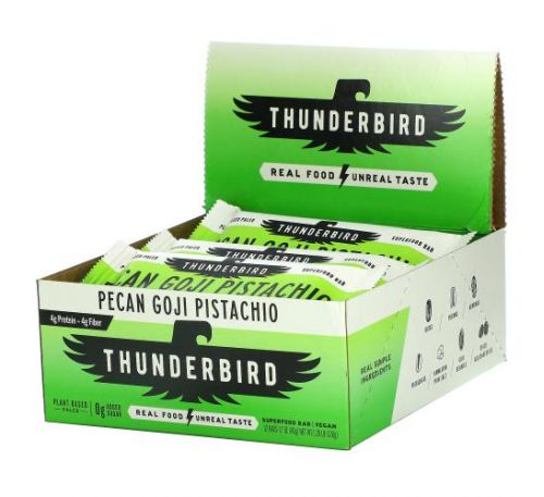 Thunderbird, Superfood Bar, Pecan Goji Pistachio, 12 Bars, 1.7 oz (48 g) Each