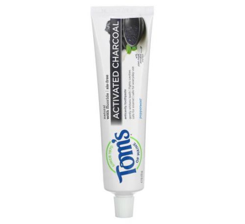 Tom's of Maine, Natural Anticavity Toothpaste, Activated Charcoal with Fluoride, Peppermint, 4.7 oz (133 g)