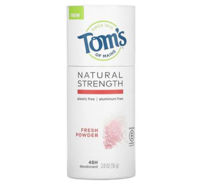 Tom's of Maine, Natural Strength 48H Deodorant, Aluminum-Free, Fresh Powder, 2 oz (56 g)