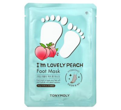 Tony Moly, I'm Lovely Peach, маска для ног, 2 шт., 16 г (0,56 унции)