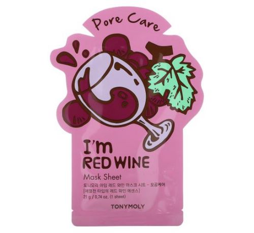 Tony Moly, I'm Red Wine, Pore Care Beauty Mask Sheet, 1 Sheet, 0.74 oz (21 g)