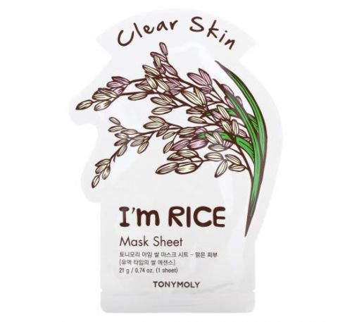 Tony Moly, I'm Rice, Clear Skin Beauty Mask Sheet, 1 Sheet, 0.74 oz (21 g)