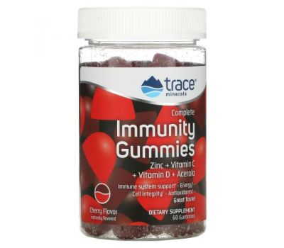 Trace Minerals ®, Complete Immunity Gummies, комплексні жувальні таблетки для зміцнення імунітету, вишня, 60 жувальних таблеток