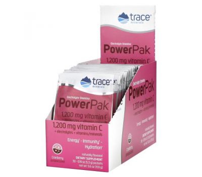 Trace Minerals ®, Electrolyte Stamina PowerPak, Cranberry, 30 Packets, 0.19 oz (5.3 g) Each
