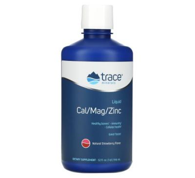 Trace Minerals ®, Liquid Cal/Mag/Zinc, Natural Strawberry , 32 fl oz (946 ml)
