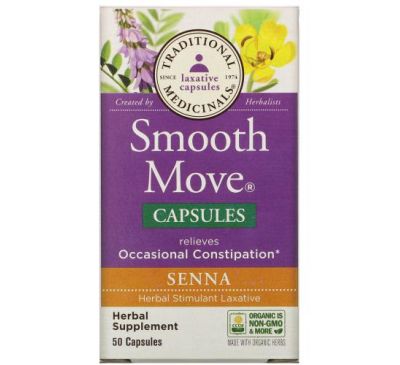 Traditional Medicinals, Smooth Move Capsules, сенна, 50 капсул