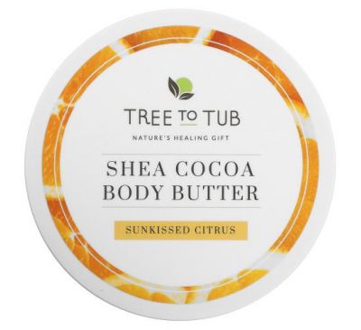 Tree To Tub, Deep Moisturizing Shea Cocoa Body Butter for Very Dry Skin, Sunkissed Citrus, 6.7 fl oz (200 ml)