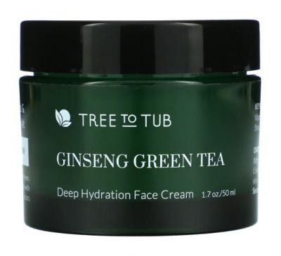 Tree To Tub, крем для обличчя з женьшенем і зеленим чаєм, глибоке зволоження, щоденний зволожувальний засіб для чутливої шкіри, 50 мл (1,7 унції)
