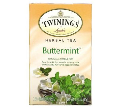 Twinings, Herbal Tea, Buttermint, Caffeine Free , 20 Individual Tea Bags, 1.41 oz (40 g)