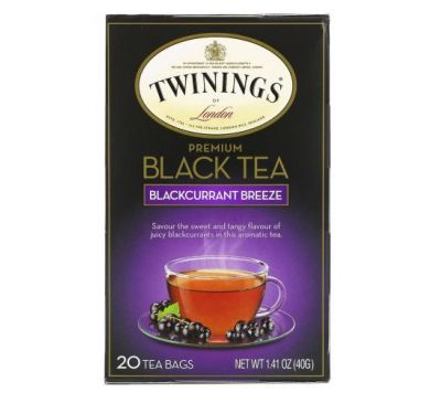 Twinings, черный чай премиальной качества, черная смородина, 20 чайных пакетиков, 40 г (1,41 унции)
