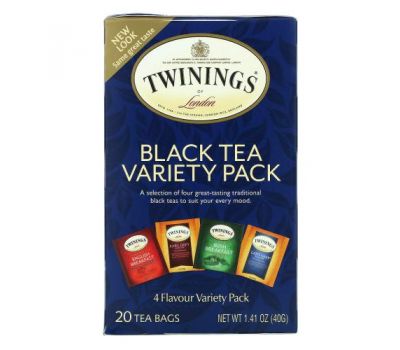Twinings, асорті чорного чаю, 20 чайних пакетиків, 40 г (1,41 унції)