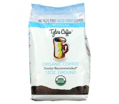 Tylers Coffees, Organic Coffee, Regular, Ground, 12 oz