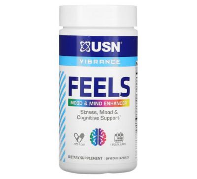 USN, Feels, Mood & Mind Enhancer, 60 Veggie Capsules