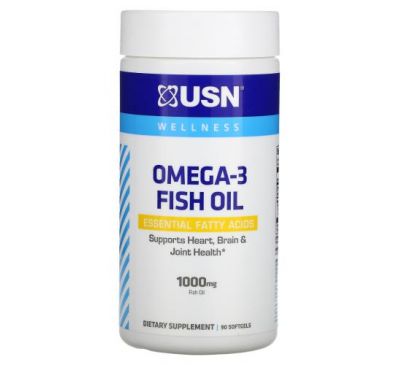USN, Omega-3 Fish Oil, 1,000 mg, 90 Softgels