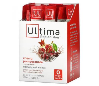 Ultima Replenisher, Электролитный порошок, вишня и гранат, 20 пакетиков по 3,4 г (0,12 унции)