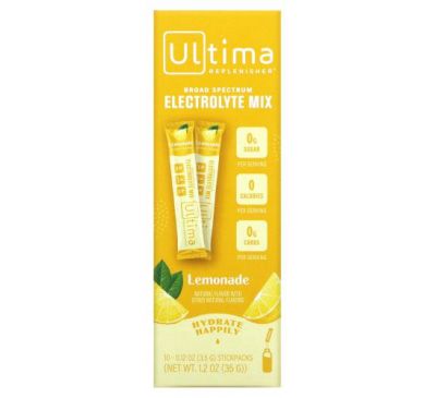 Ultima Replenisher, Electrolyte Powder, Lemonade, 10 Packets, 0.12 oz (3.5 g) Each
