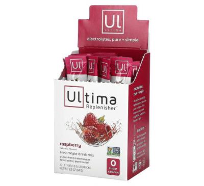Ultima Replenisher, Электролитовая добавка, малина, 20 пакетов, 3,2 г (0,11 унций) каждый