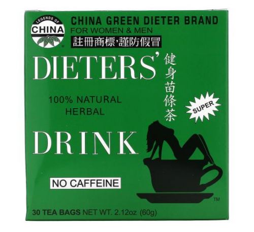 Uncle Lee's Tea, Legends of China, Dieter's 100% Natural Herbal Drink, No Caffeine, 30 Tea Bags, 2.42 oz (69.g)