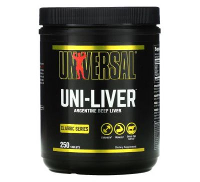 Universal Nutrition, Classic Series, Uni-Liver, аргентинская говяжья печень, 250 таблеток