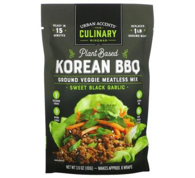 Urban Accents, Корейское барбекю на растительной основе, овощная смесь без мяса, сладкий черный чеснок, 101 г (3,6 унции)