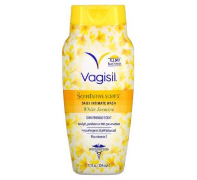 Vagisil, Scentsitive Scents, ежедневное средство для интимной гигиены, белый жасмин, 354 мл (12 жидк. Унций)