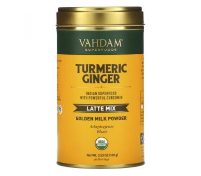 Vahdam Teas, Latte Mix, Turmeric Ginger, 3.53 oz (100 g)