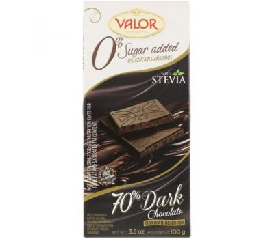 Valor, 0% Sugar Added, 70% Dark Chocolate, 3.5 oz (100 g)