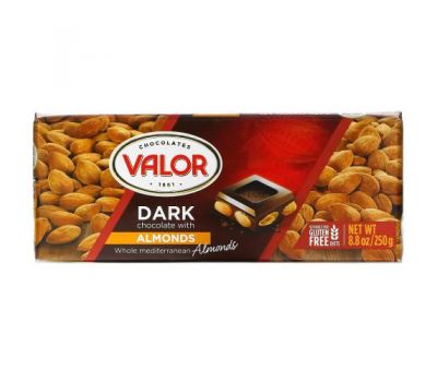 Valor, Dark Chocolate, With Almonds, 8.8 oz (250 g)