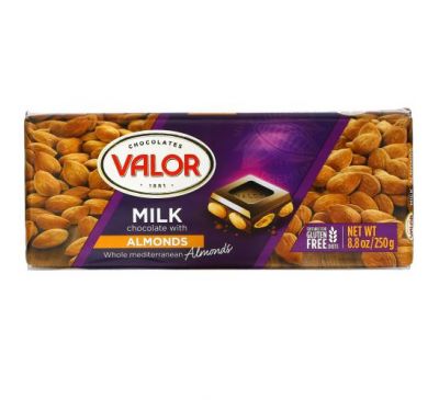 Valor, Milk Chocolate with Almonds, 8.8 oz (250 g)