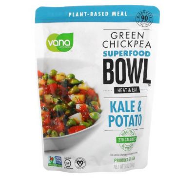 Vana Life Foods, Green Chickpea, Superfood Bowl, Kale & Potato, 10 oz (284 g)
